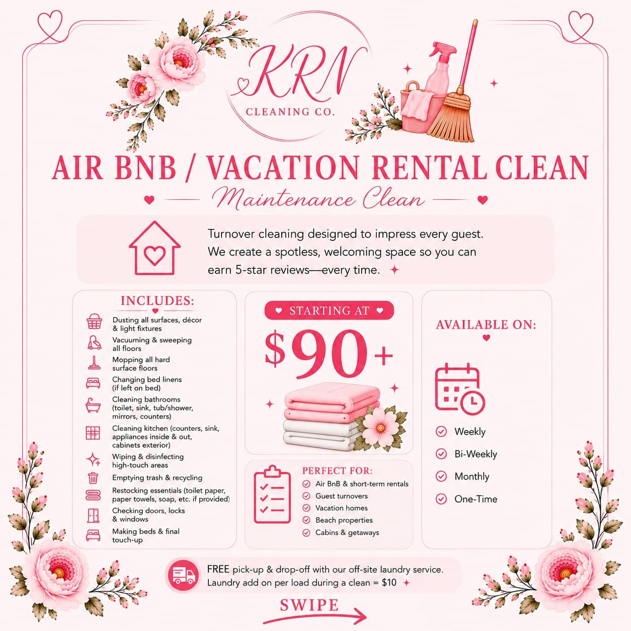 Airbnb / Vacation Rental infographic with floral accents